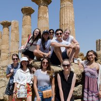 Group photo at the Valley of Temples in Agrigento 