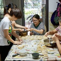 My homestay was a rich part of my experience - here we are making dumplings, three generations of the family together