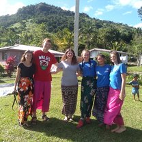 Here- I am with new friends that I made through Think Pacific. On that day- we were going to a rugby match where 3 of our volunteers were playing with the local village team. It was so much fun.