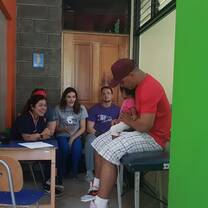 Volunteers helping out at the clinic. 