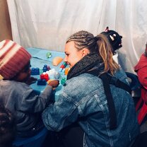 Helping the kids with art