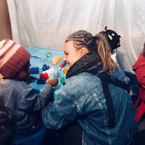 Helping the kids with art