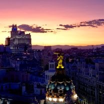 Beautiful view at Círculo de Bellas Artes. One of the most famous rooftops in Madrid 