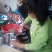 Volunteer Fiona from Spain in the kitchen.