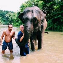 Thailand Elephant Experience visiting the Elephant Carer Home with mahout, P'Sab.