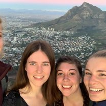 A selfie of me and my friends when we were climbing Lion's Head. 