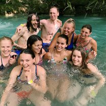 after a long day of volunteering, we all went to the blue hole and went cliff jumping 