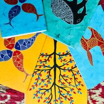 Handmade postcards by skilled women of the NGO