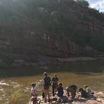 Chilling out during a hike at a camp near our Venda homestay!