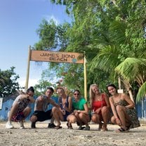 this was the first group to show up at the house. We were all from America. We went to the james bond beach. 