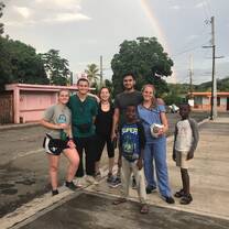 Volunteers having fun with the community. 