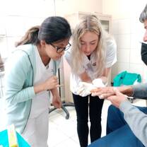 Learning about wound healing at a local hospital.