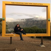 This picture is taken on top of signal hill, which overlooks Table Mountain and Lion's Head