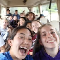 A spontaneous group selfie on the bus in which I miraculously somehow managed to get everyone (minus counselors) in!