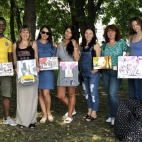 A moment of creativity and relaxation with very friendly colleagues at he riverside in Dnipro-Ukraine