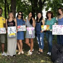 A moment of creativity and relaxation with very friendly colleagues at he riverside in Dnipro-Ukraine