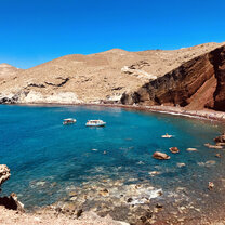 The famous red beach in Santorini, Greece