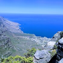 A view of the ocean from hiking one of Cape Town's most popular routes, Lion's Head.