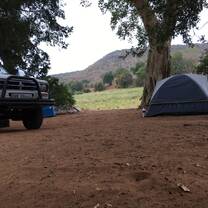 Camping on the banks of the Luvhuvhu river with the Kruger National Park on the other side, a perfect setting to watch elephant from.