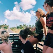 Girls on the back of the truck in Mozambique