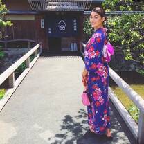 Canadian girl in Kimono in Japan