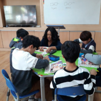 Kayla teaching Korean students with EPIK