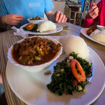 Traditional local food in town in Kenya with Culsans