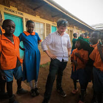 Man working with children at Lokusero Primary School in Kenya with Culsans