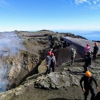 At the crater of the Villarrica volcano.