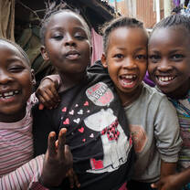 Children of Kibera Slum in Nairobi in Kenya with Culsans
