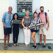 Students with their teacher in front of Casco Antiguo Spanish School Learn Spanish in Panama