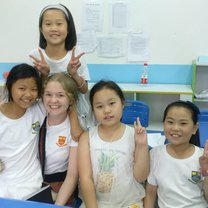 Me taking a Chinese lesson from four Chinese students