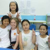 Me taking a Chinese lesson from four Chinese students