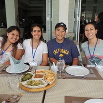 Brittany, Sivan, me, and Alina enjoying a delicious lunch