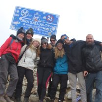 Reading the highest point of he trek. It snowed! 