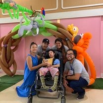 JohnJohn and his mom, Brittany, Dr. Evan Liu, and me on the final day of Tykes Camp