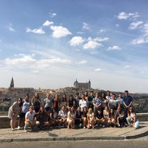 This is a picture of my group and the beautiful city behind us is Toledo.