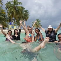 Group of Spanish teachers at San Blas Islands in Panama