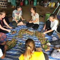 Volenteers making elephant medicine