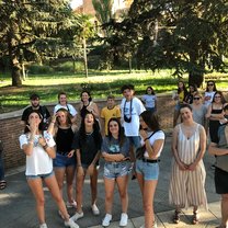 This is a picture of my groups host siblings and some friends taken from our departing bus. The girl with her arms crossed is my host sister Encarni who I miss already.