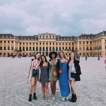 Schonbrunn palace in Vienna, Austria - took a trip here one weekend. Group photo in front of Schonbrunn palace in Vienna, Austria.