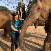 We got to participate in a diet study where we were assigned an elephant who we got to follow around, feed, and collect fecal and urine samples from. 