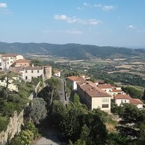 The view of Cortona, over a bridge 