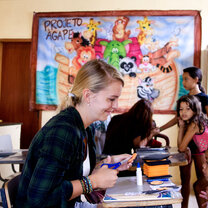 Volunteers with children in a classroom Childcare volunteering in Rio de Janeiro