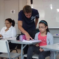 Volunteer teacher children in a classroom Teaching volunteering in Rio de Janeiro
