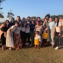 Our group at a homestay after a bead workshop.