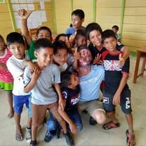 Spending time with the kids whether it was in the classes or just playing soccer