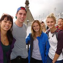 A group of students visits the cathedral in Quito Visiting cultural sites in Quito