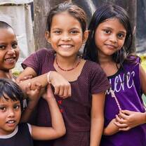 Happy children in a village in Nepal