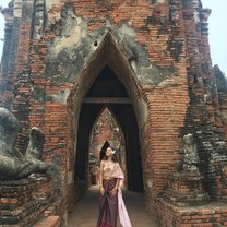 This photo was taken at the ancient ruins in Ayutthaya. 
